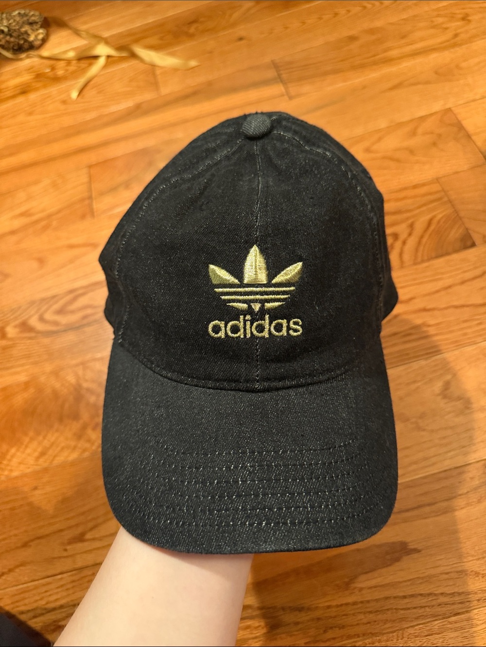 adidas Black Cap with Gold Trefoil Embroidery